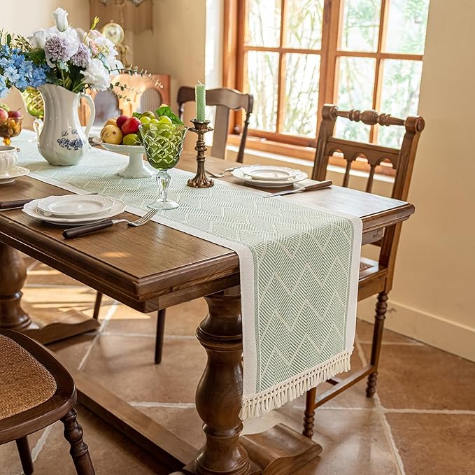 Table Runners 95 Inches, Waterproof Boho Table Runner by UWWGKK