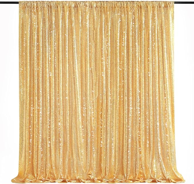 8ft x 8ft Gold Sequin Backdrop Curtain Glitter Photo Booth Backdrop by QueenDream