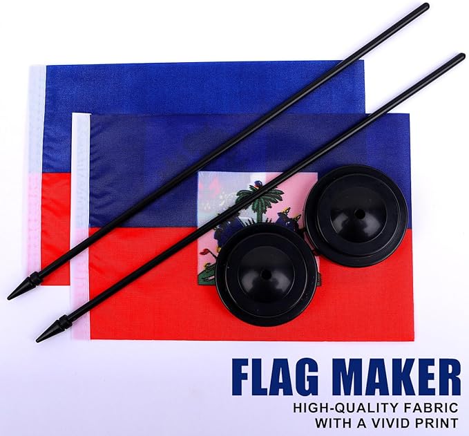 Haiti Desk Flag 12" Solid Pole Deluxe Set Haitians Flags Banner Mini Small - Image 5