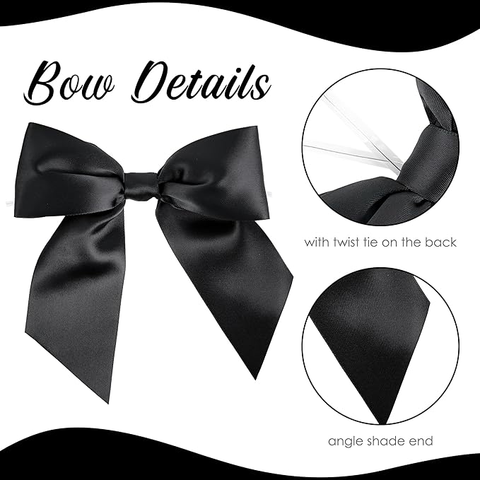AIMUDI Black Satin Bows 5.5" Bows - Image 4