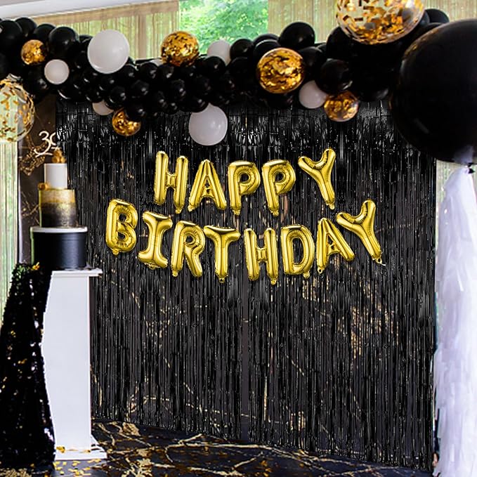 3 Pack Black Fringe Backdrop Streamers Halloween Party Decorations Black Tinsel - Image 6
