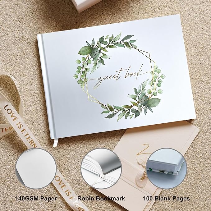 Mr&MrsGifts Elegant Wedding Guest Book Wedding Reception Hard Cover Guest Sign - Image 3