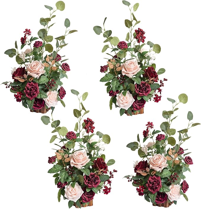 Ling's moment 17.5" Tall Standing Artificial Flowers Arrangements 4 pcs Fall by LingsMoment