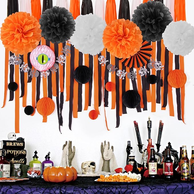 Black White Orange Halloween Party-Decorations - Image 5