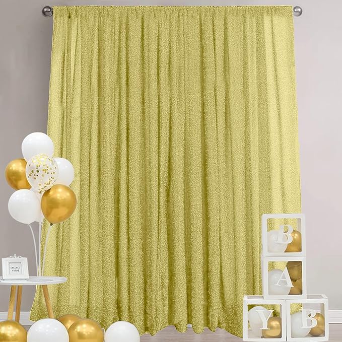 10FT x10FT Champagne Metallic Sheer Spandex Backdrop, 1 Panel Glitter - Image 5