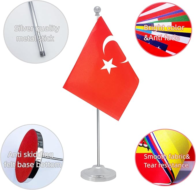 Turkey Desk Flag, Turkish Table Office Flag - Image 3