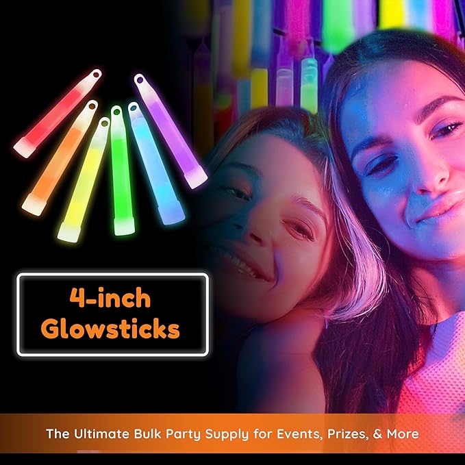Glow Fever Bulk 50ct 4" Glow In The Dark Sticks, - Image 2