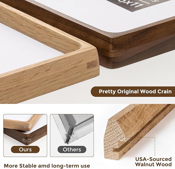 9x12 Picture Frame USA-Sourced Natural White Oak Solid Wood Photo Frame - Image 3