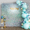 Qcity Iridescent Silver Shimmer Wall Backdrop 36PCS, Square Sequin Glitter by QCITY
