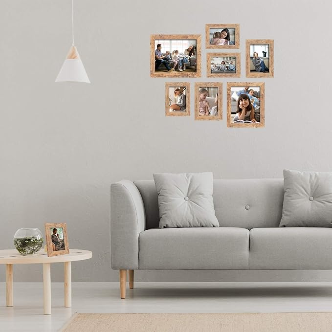 8x10 Picture Frame Set of 4, High Definition Real Glass Rustic Brown Frame - Image 5