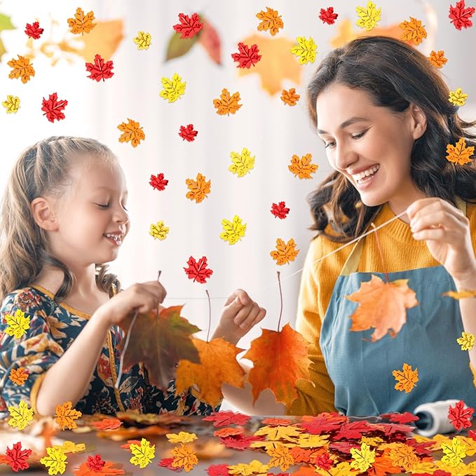 MARFOREVER Fall Glitter Confetti, Thanksgiving Metallic Foil Maple Leaves Fall - Image 5