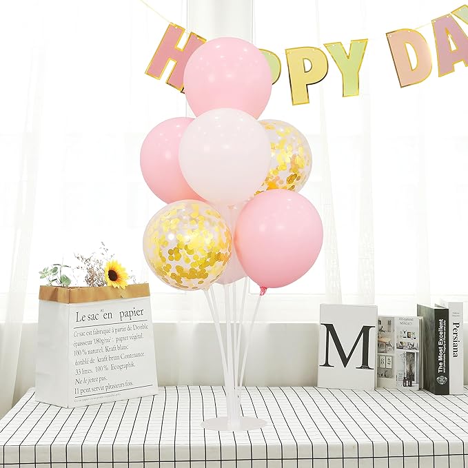 4 Balloon Stand Kit For Table Centerpieces Pastel Pink Balloons Holder Baby - Image 3