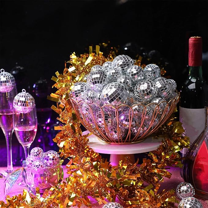 Funtery 100 Pcs Mirror Disco Balls Bulk Assorted Silver Hanging Disco Ball Decor - Image 3