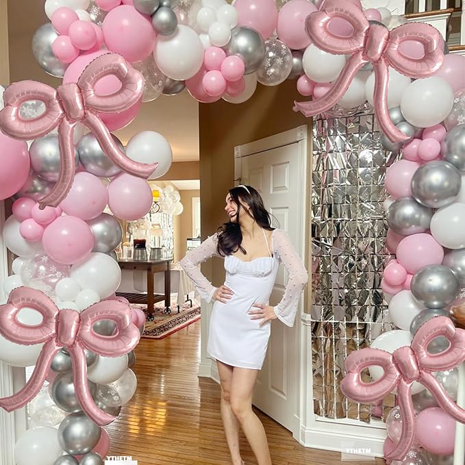 4 Pcs Pink Bow Balloons Bow Party Decorations - Image 4