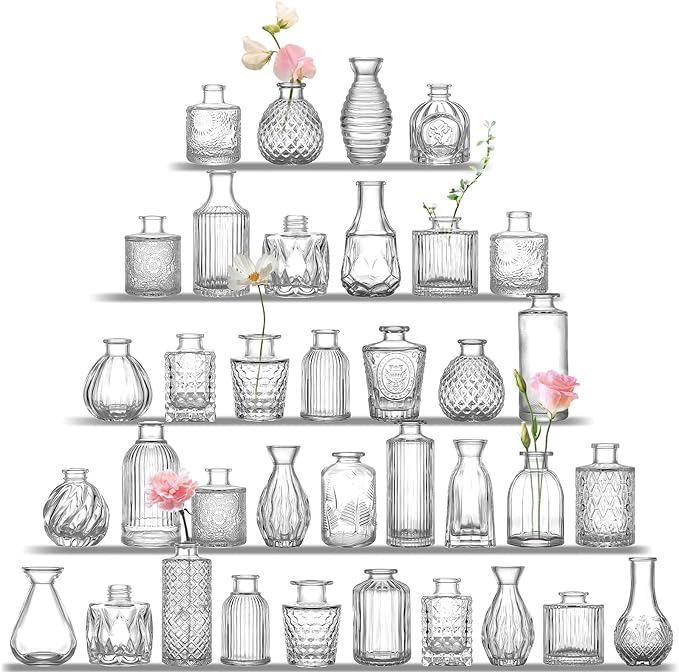 Clear Glass Bud Vases Set of 36, Mini Flower Vase by UPBUD