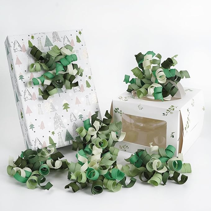 HUIHUANG Green Curly Gift Bows Self Adhesive Sage Green Burst Gift Bow by HUIHUANG