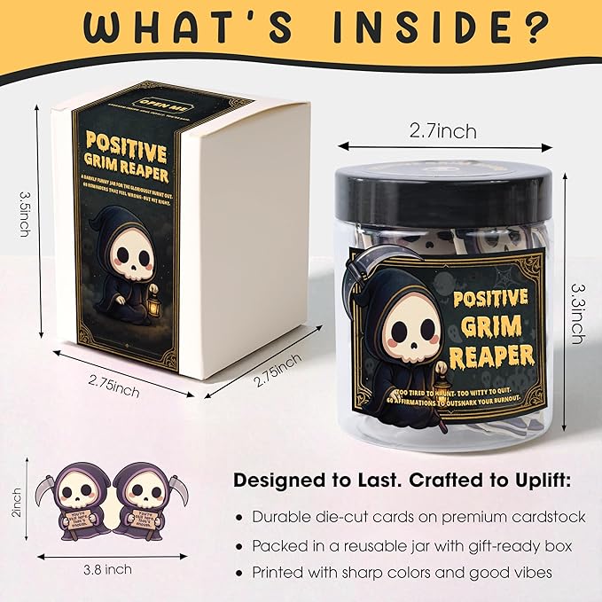 Emotional Support Grim Reaper – Positive Grim Reaper Jar, Dark Humor Spooky - Image 2