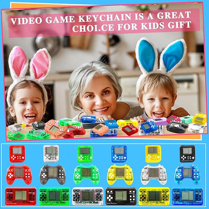 36 Pack Video Game Keychain Mini Square Handheld Video Game Key Chain - Image 3