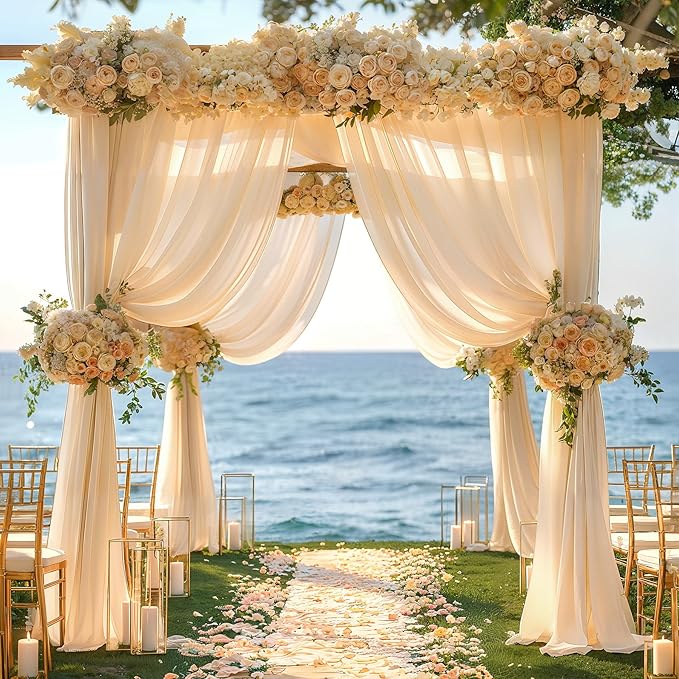 Champagne Wedding Arch Draping Fabric 1 Panel 30'' x 20FT Champagne Drapes - Image 7