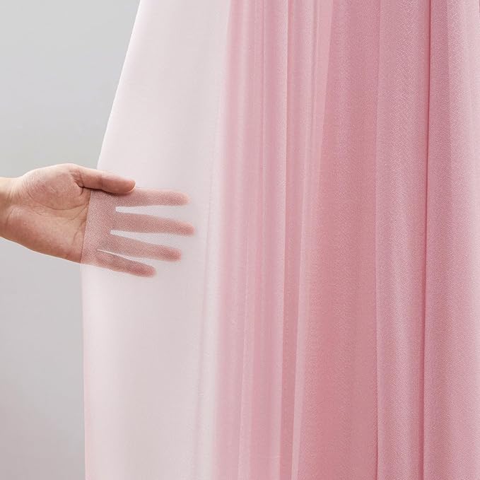 Wedding Arch Draping Fabric, 1 Panel 30" x 20Ft Dusty Rose Sheer Curtain Drapes - Image 3