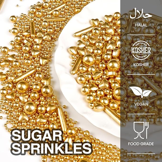Gold Pearl Heart Sprinkles, Pearls Sprinkles - Image 3