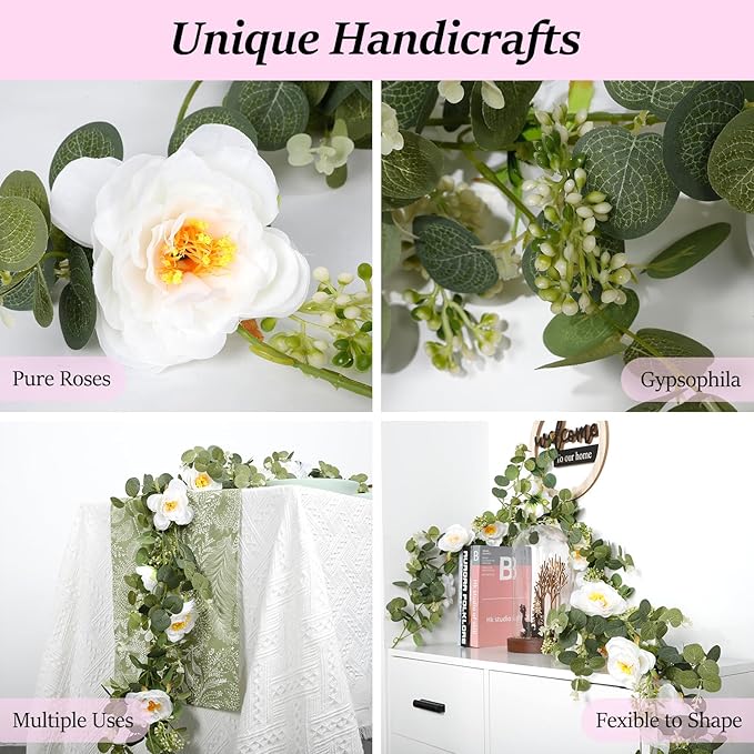 2 Pcs Total13Ft Eucalyptus Flower Garland - Image 2