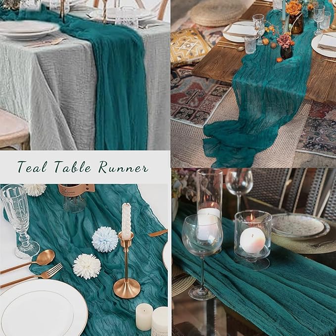 20 Pack Teal 10FT Cheesecloth Table Runner Rustic Gauze Cheese Cloth Table - Image 6