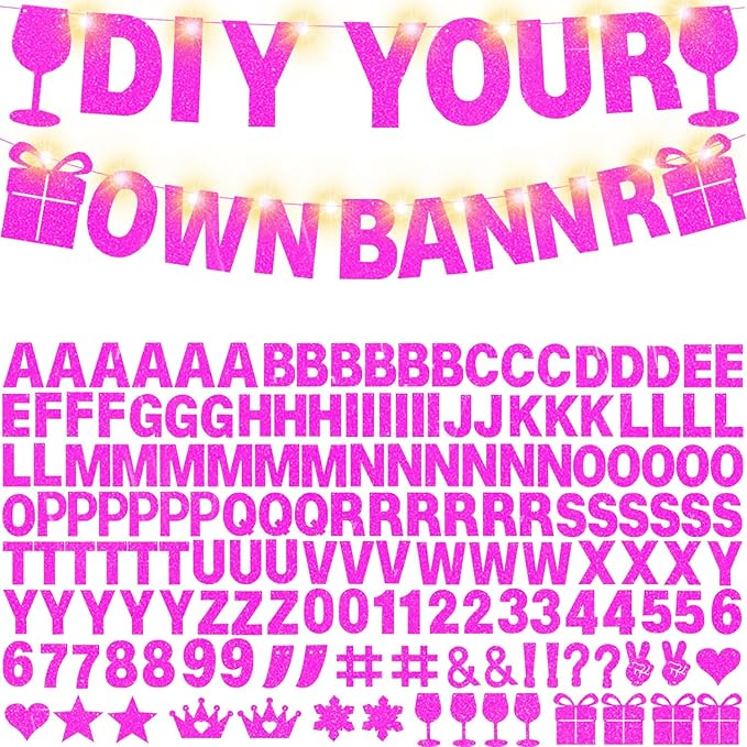 175Pcs DIY Glitter Customizable Banner Kit Custom Banner DIY Happy Birthday by WELITTCON