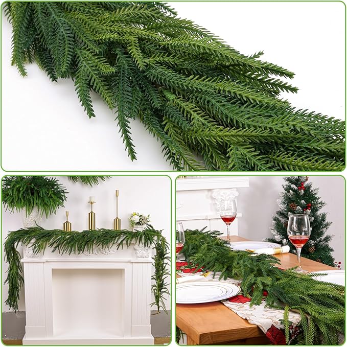 1 Pcs Artificial Norfolk Pine Garlands Christmas, 6 FT Dense Real Touch Winter - Image 3