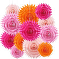 BestoFun 12PCS Paper Fans Orange and Hot Pink Party Decorations Tissue Paper by Unknown