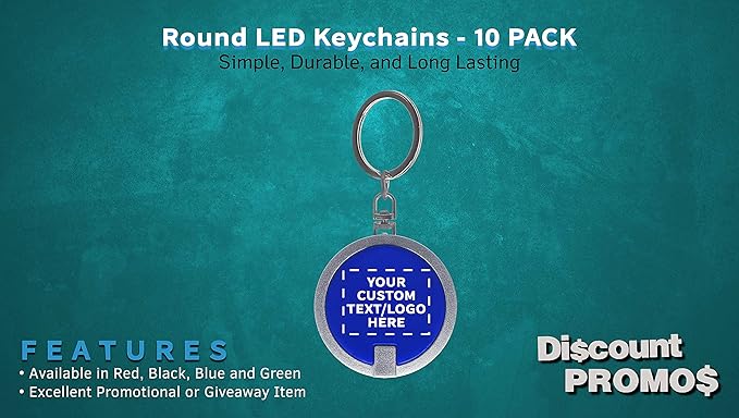 DISCOUNT PROMOS 10 Round LED Keychains - Image 2