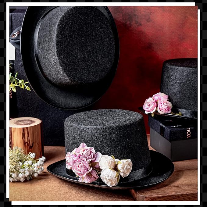 Loopeer 12 Pcs Black Felt Magician Hats - Image 4