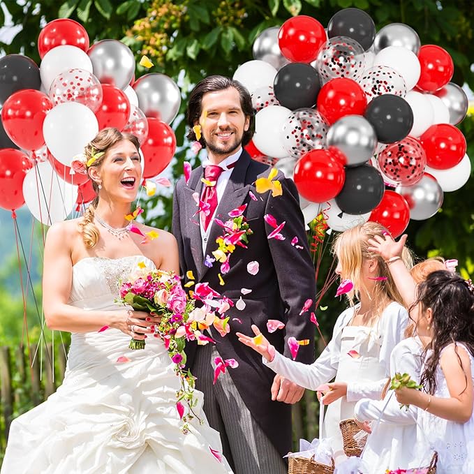 100pcs Red Black White Balloons Kit - Image 6