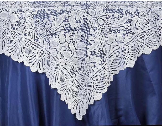 Efavormart 54" x 54" White Jolly Good Lace Table Overlay - Image 9