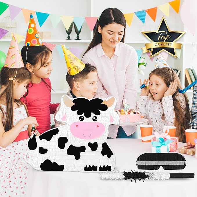 Milk Cow Pinatas Bundle with a Blindfold and a Bat, Mexican Theme Parties - Image 7