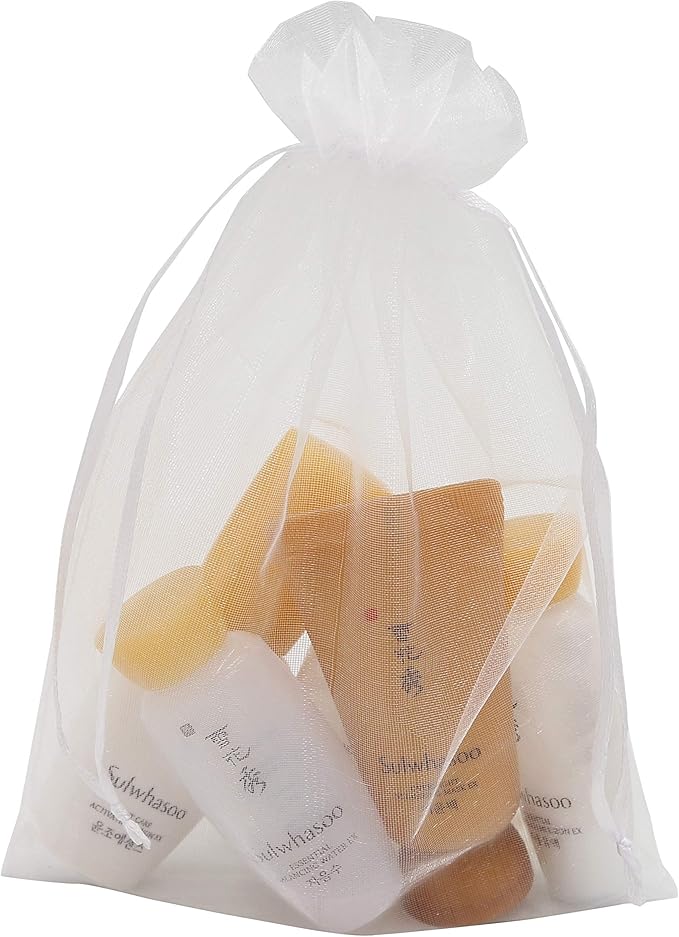 Wudygirl 100pcs 5X7 Inches White Organza Bags Christmas Drawstring Pouches - Image 5