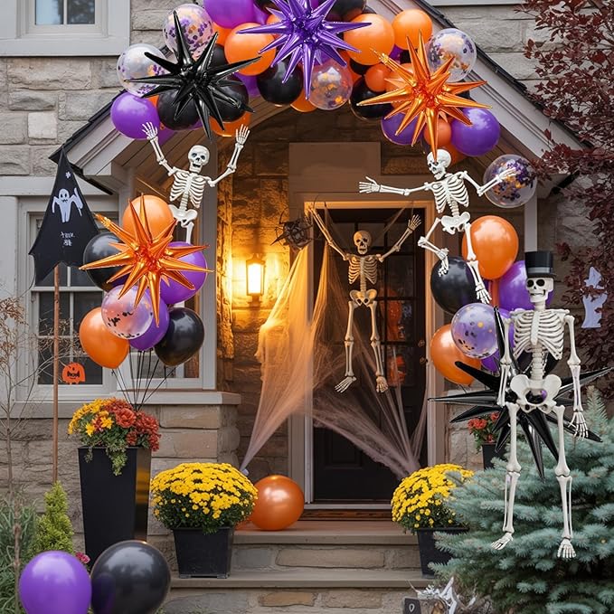 Black Purple Orange Star Balloons - Image 5