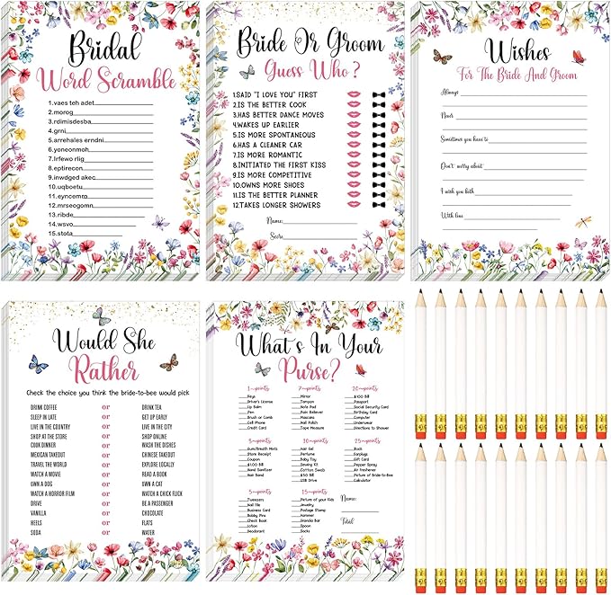 Teling 145 Pieces Bridal Shower Game Bridal Shower Favors Set Wedding Games by Teling