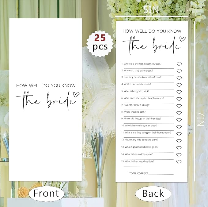 Bridal Shower Games, How Well Do You Know the Bride, Wedding Shower Games - Image 2