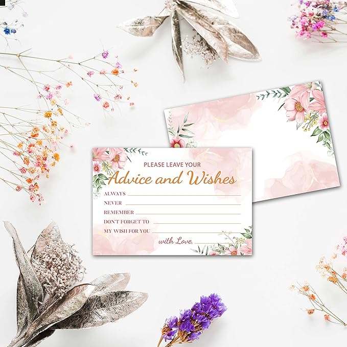 Boho Floral Greenery Advice and Wishes Cards, Mr and Mrs, Bride Shower - Image 3
