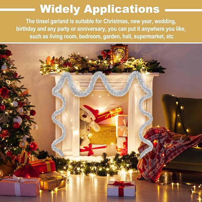 25 Feet Metallic Twist Tinsel Garland Wall Hanging Backdrop - Image 4