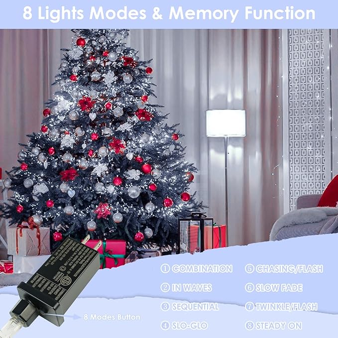 33Ft 100LED Fairy Lights Plug in, Waterproof String Lights Outdoor & Indoor 8 - Image 3