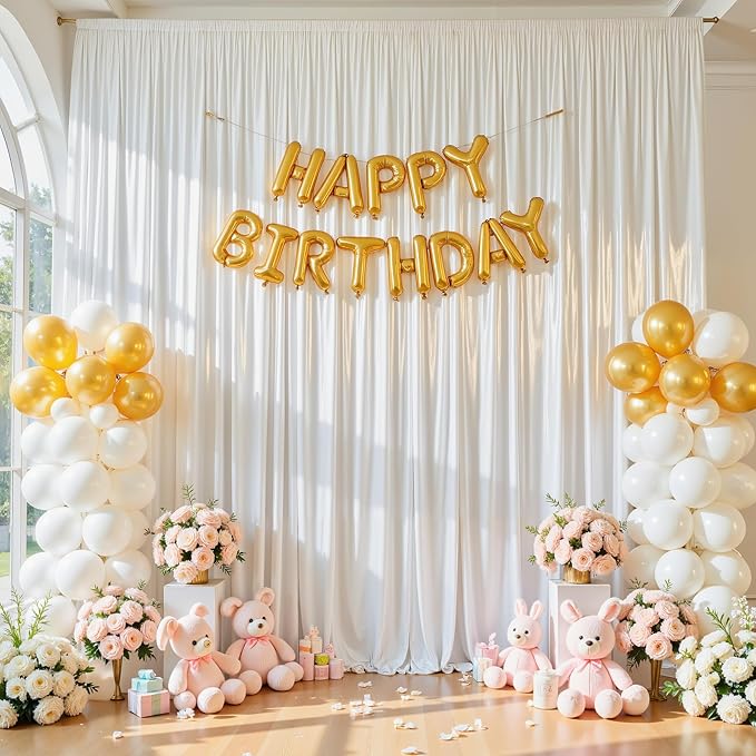 10x10 ft White Glitter Backdrop Curtain - Image 3