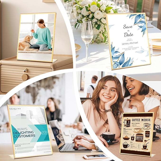 Acrylic Gold Frames 5 x7, Slanted Back Gold Picture Frames Table Acrylic Sign - Image 7