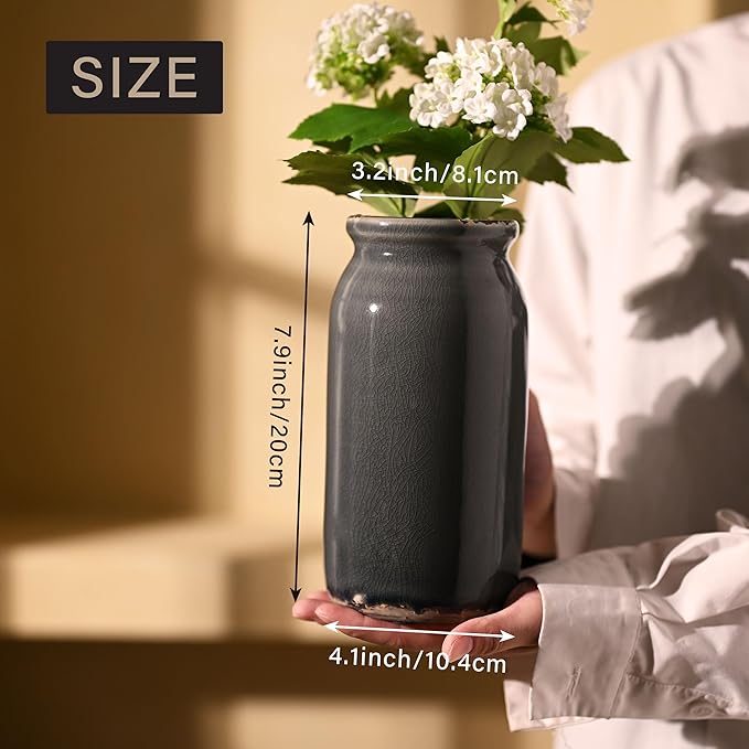 VICTOR & TERESA Rustic Blue and Grey Vase - Image 4
