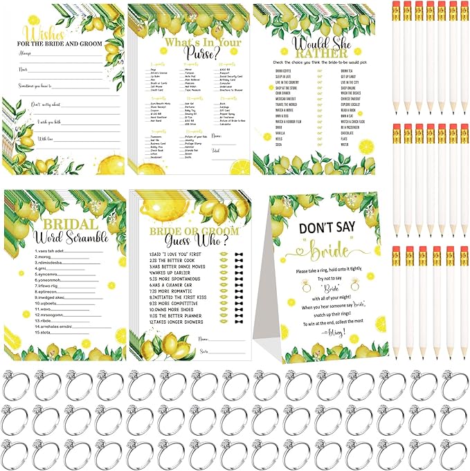 Estune 331 Pcs Bridal Shower Games Supplies, 5 Sets 250 Pcs Wedding Cards 1 Put by Estune