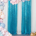 ShinyBeauty Sequin Curtains 2 Panels Turquoise 2FTx8FT Sequin Photo Backdrop by ShinyBeauty