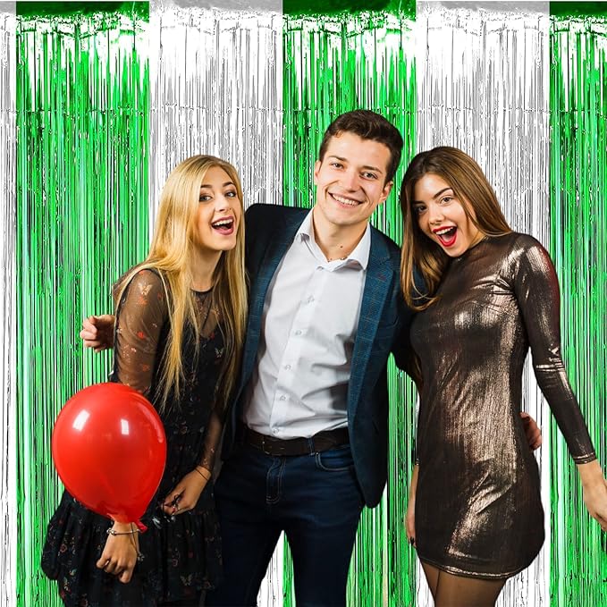 4 Pack Foil Fringe Curtain Backdrop, 3.28Ft x 8.2Ft Metallic Tinsel Foil Fringe - Image 5