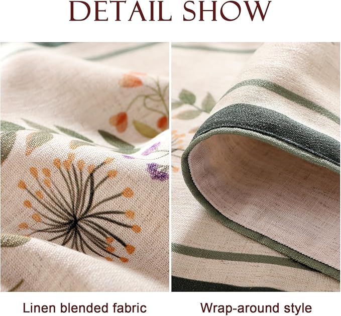 Designer Linen Small Table Runner, French Farmhouse Shabby Chic Floral Pattern - Image 5