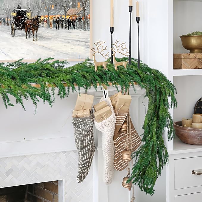 Hananona 2 Pcs 6 Ft Artificial Norfolk Pine Garlands, Realistic Pine Garland - Image 4